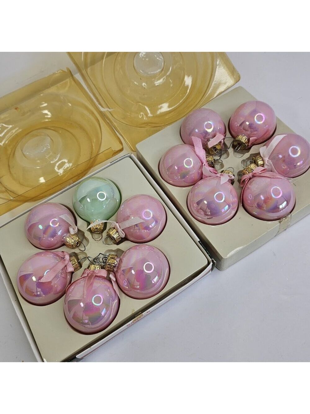 Glass Iridescent Vintage Christmas Ornaments 12pcs